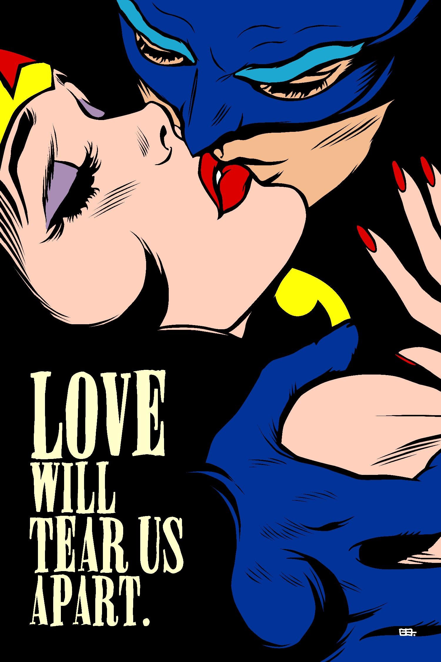 Love Vigilantes by Butcher Billy on GIANT ART - red digital batman kissing