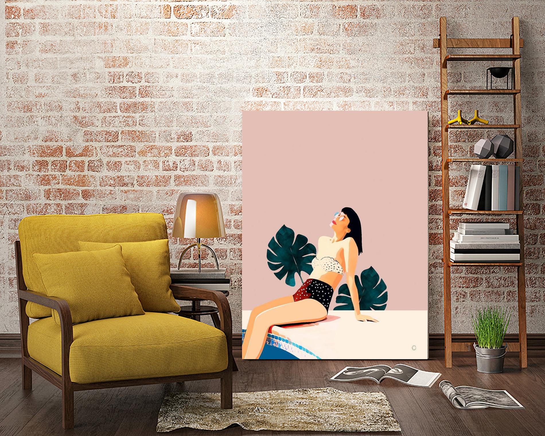 Sunday by 83 Oranges on GIANT ART - pink illustration pool