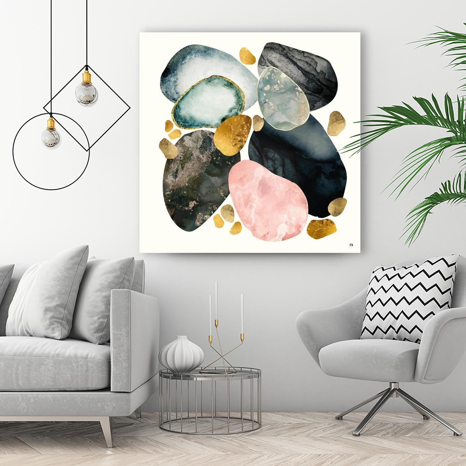 Pebble Abstract by SpaceFrog Designs on GIANT ART - gold shapes