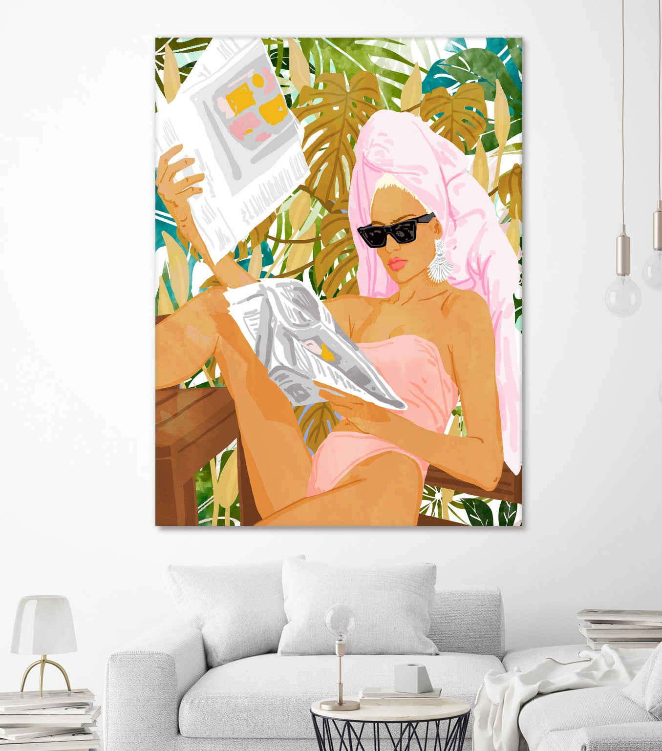 Vacay News by 83 Oranges on GIANT ART - white digital women reading