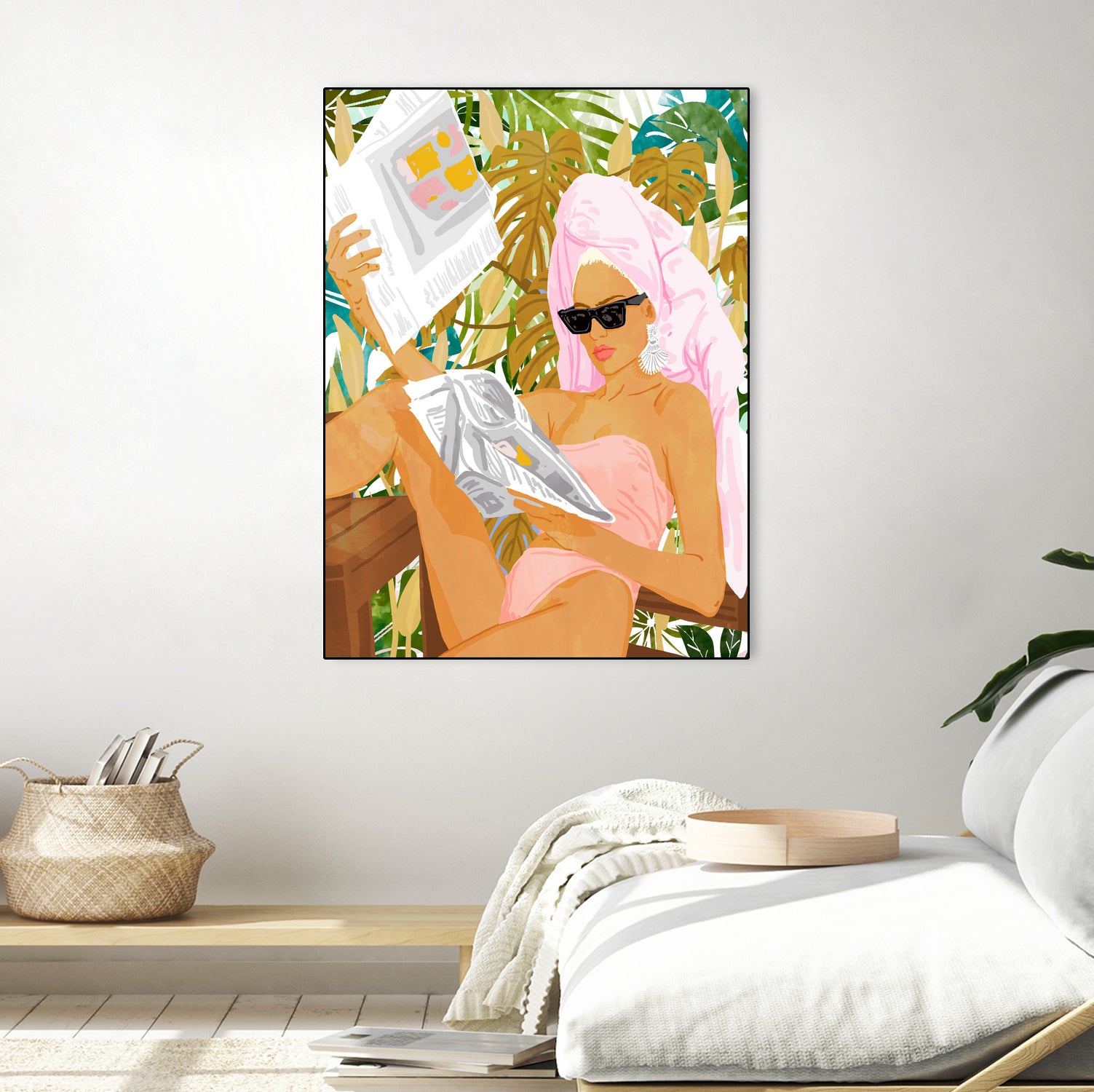 Vacay News by 83 Oranges on GIANT ART - white digital women reading