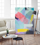 brush painting texture abstract in blue pink yellow green by mrvell on GIANT ART