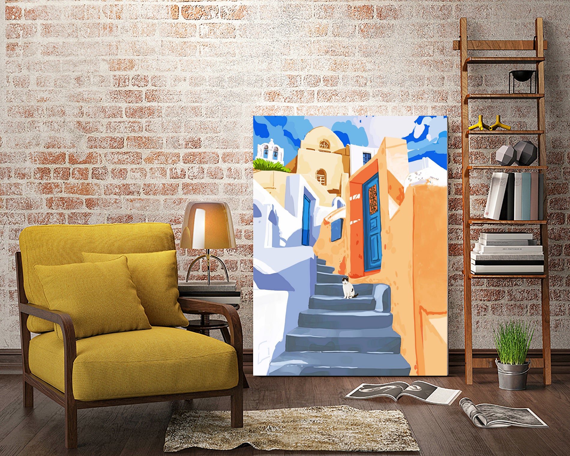 Cat in Greece by 83  Oranges on GIANT ART - orange digital greece