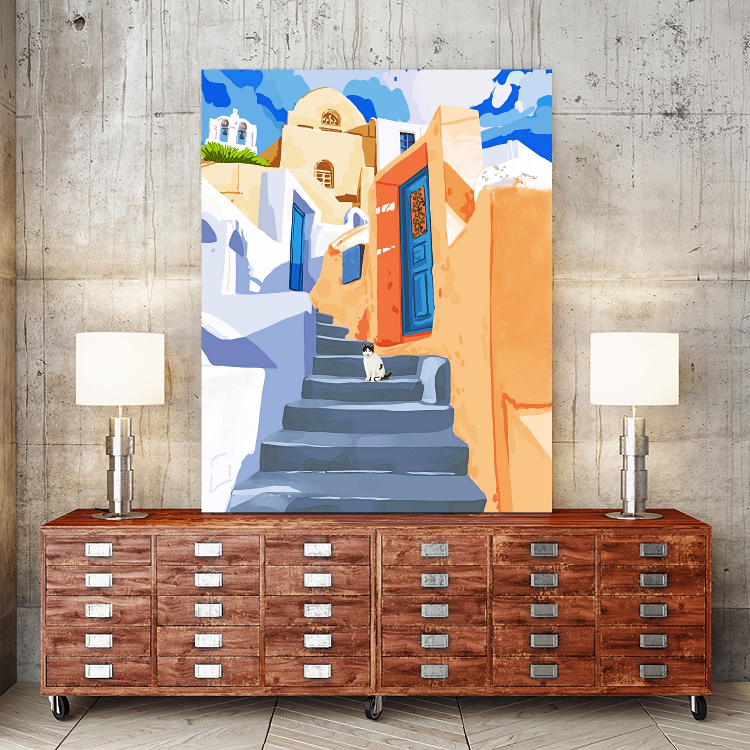 Cat in Greece by 83  Oranges on GIANT ART - orange digital greece