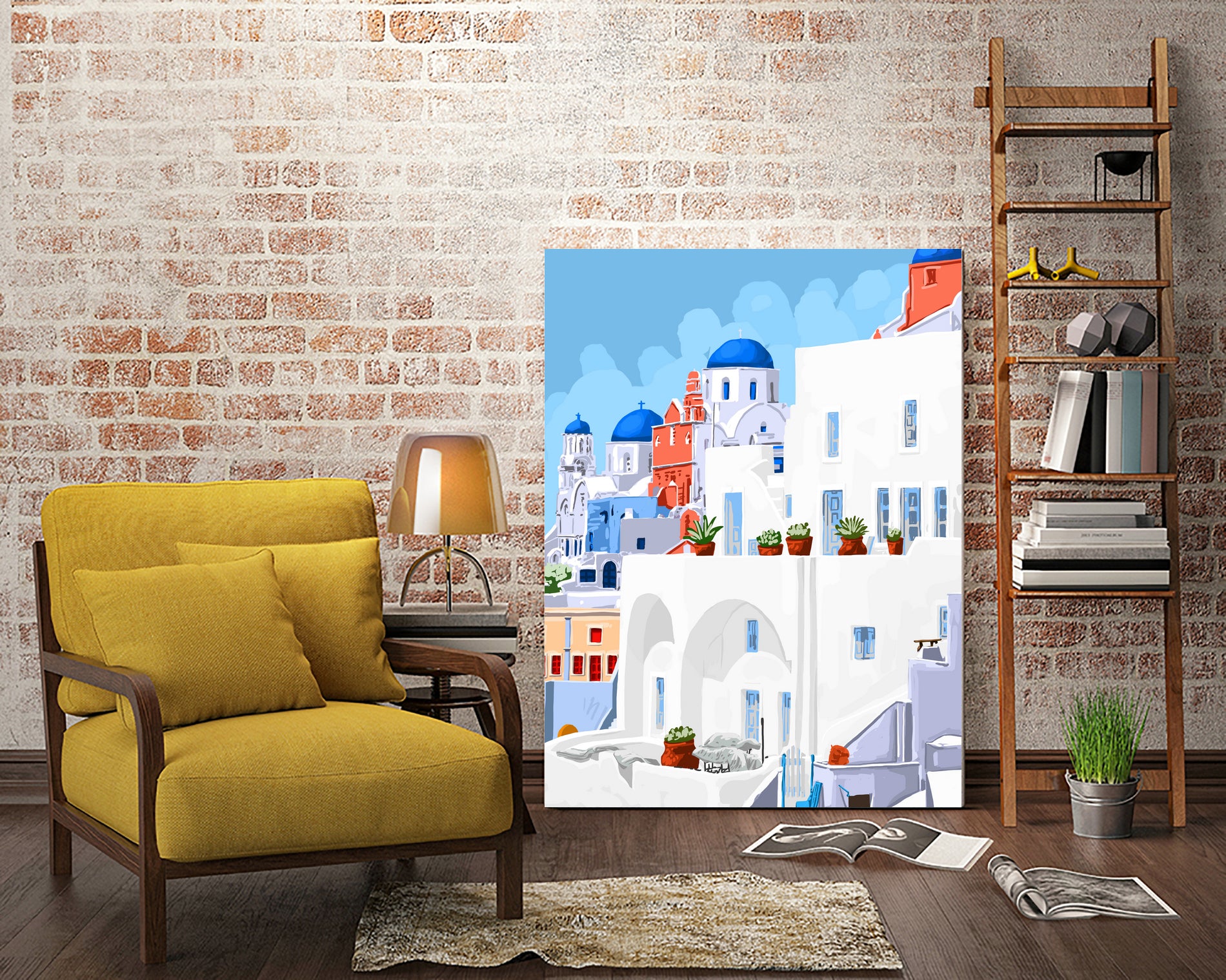 The Santorini Vacay by 83 oranges on GIANT ART - blue digital greece