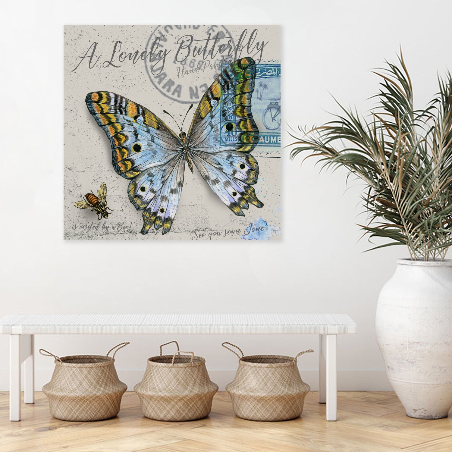 Lonely Butterfly Blue by David Loblaw on GIANT ART - blue photo illustration