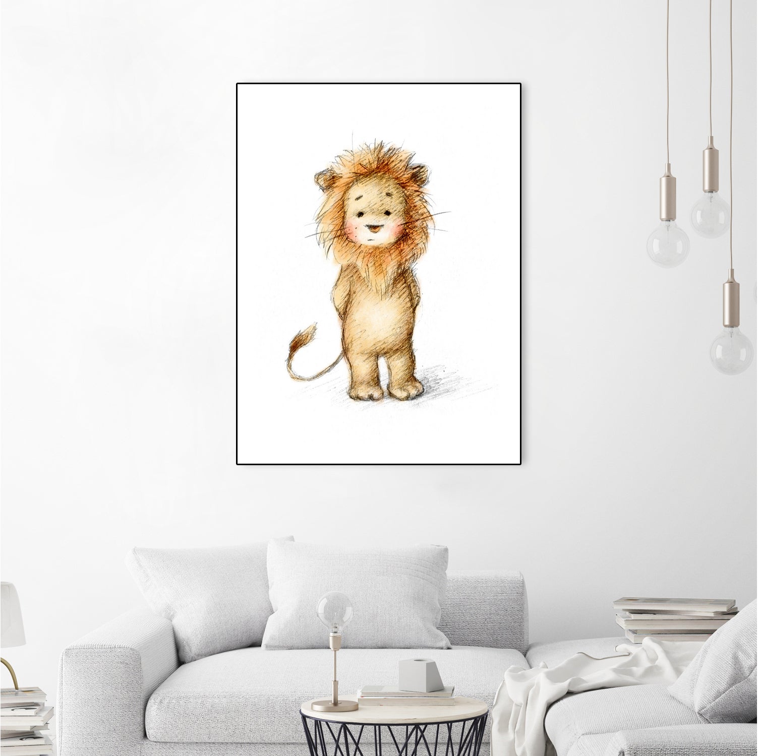 Baby Lion by Anna Abramska on GIANT ART - yellow digital drawing