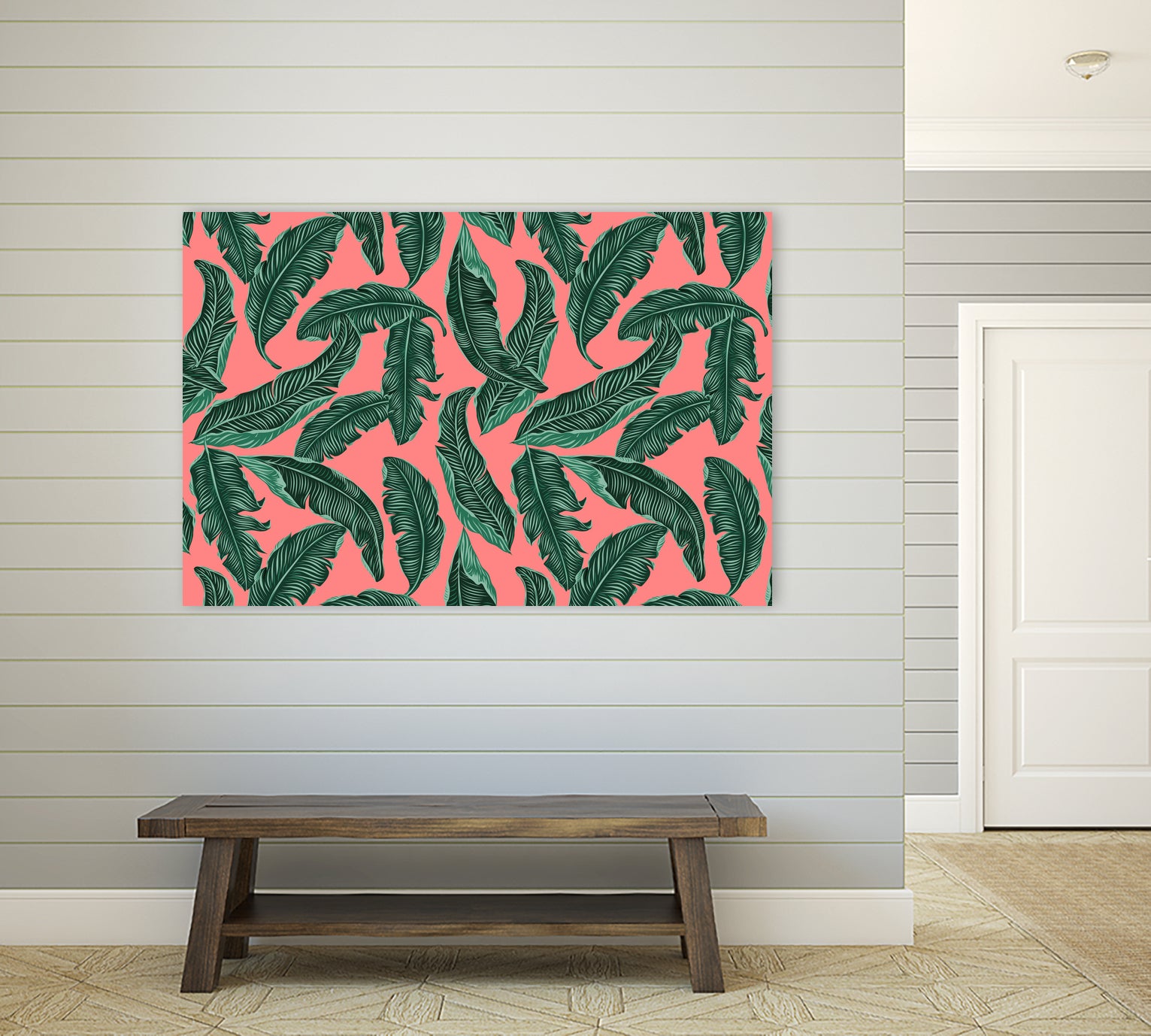 Banana leaves tropical leaves green pink by susana costa on GIANT ART - pink photo manipulation