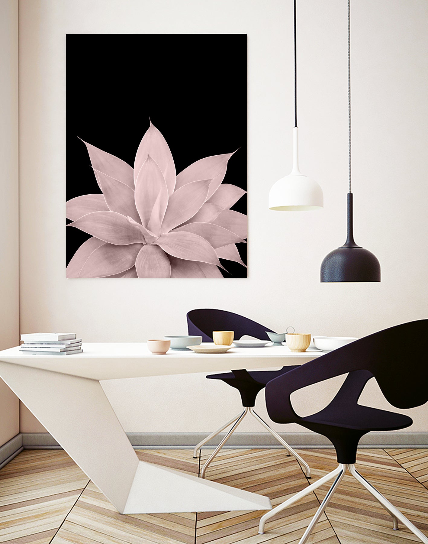 Blush Agave on Black #1 #tropical #decor #art by Anita & Bella Jantz on GIANT ART - pink photo illustration