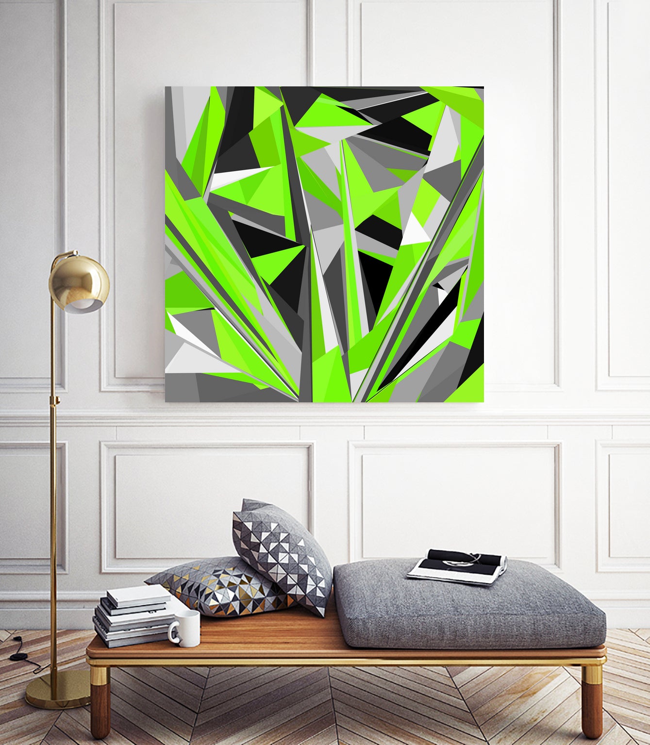 Grey-light-green geometry by Dmitry Chernov on GIANT ART - green digital painting