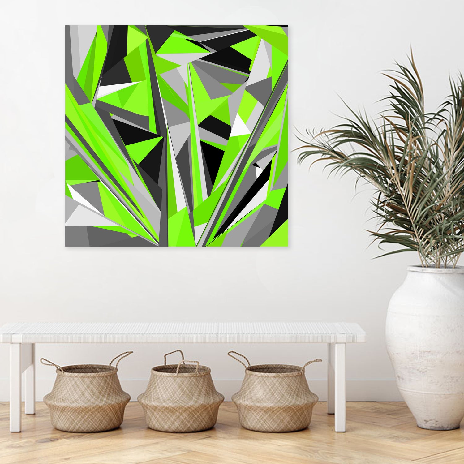 Grey-light-green geometry by Dmitry Chernov on GIANT ART - green digital painting