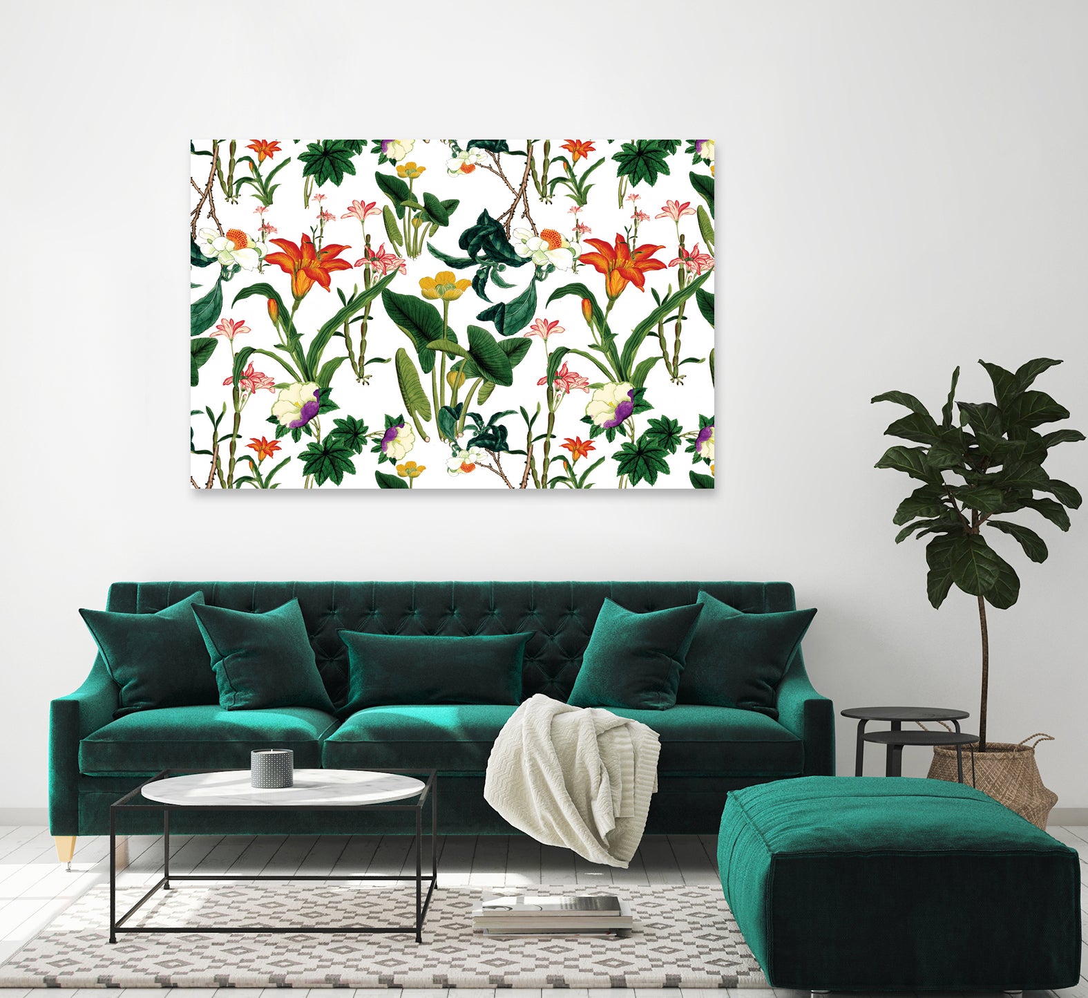 vintage floral  white by susana costa on GIANT ART - yellow photo manipulation