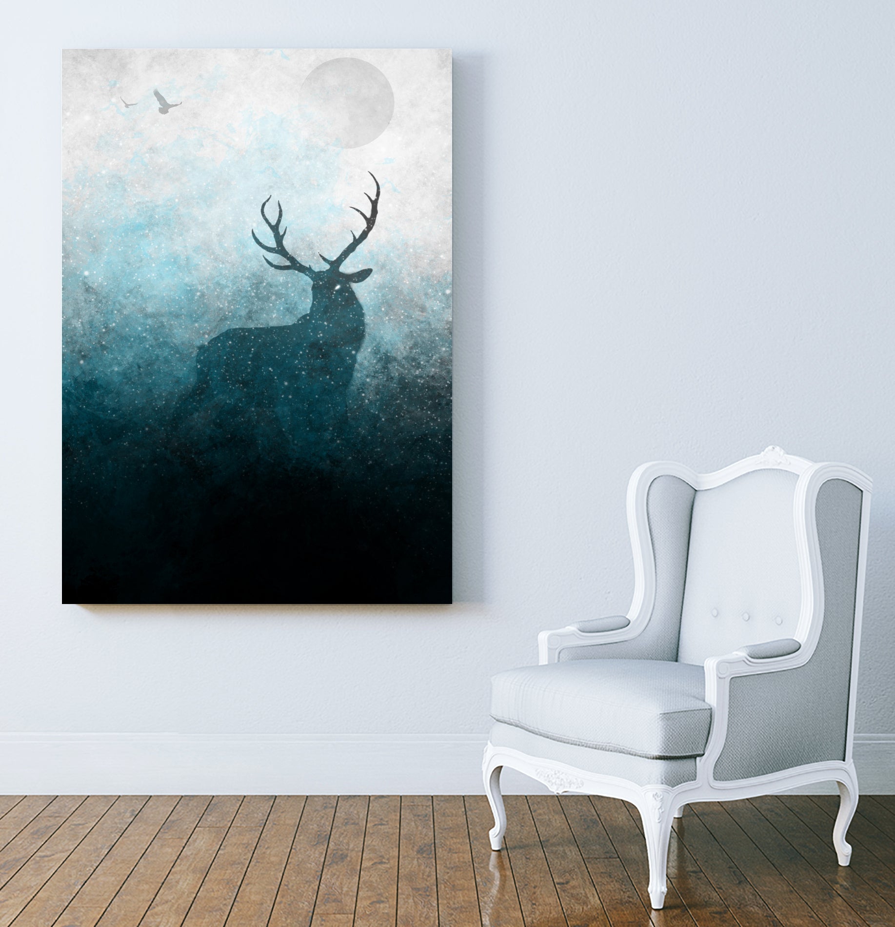 Space Stag Silhouette by Frank Donato on GIANT ART - white digital painting