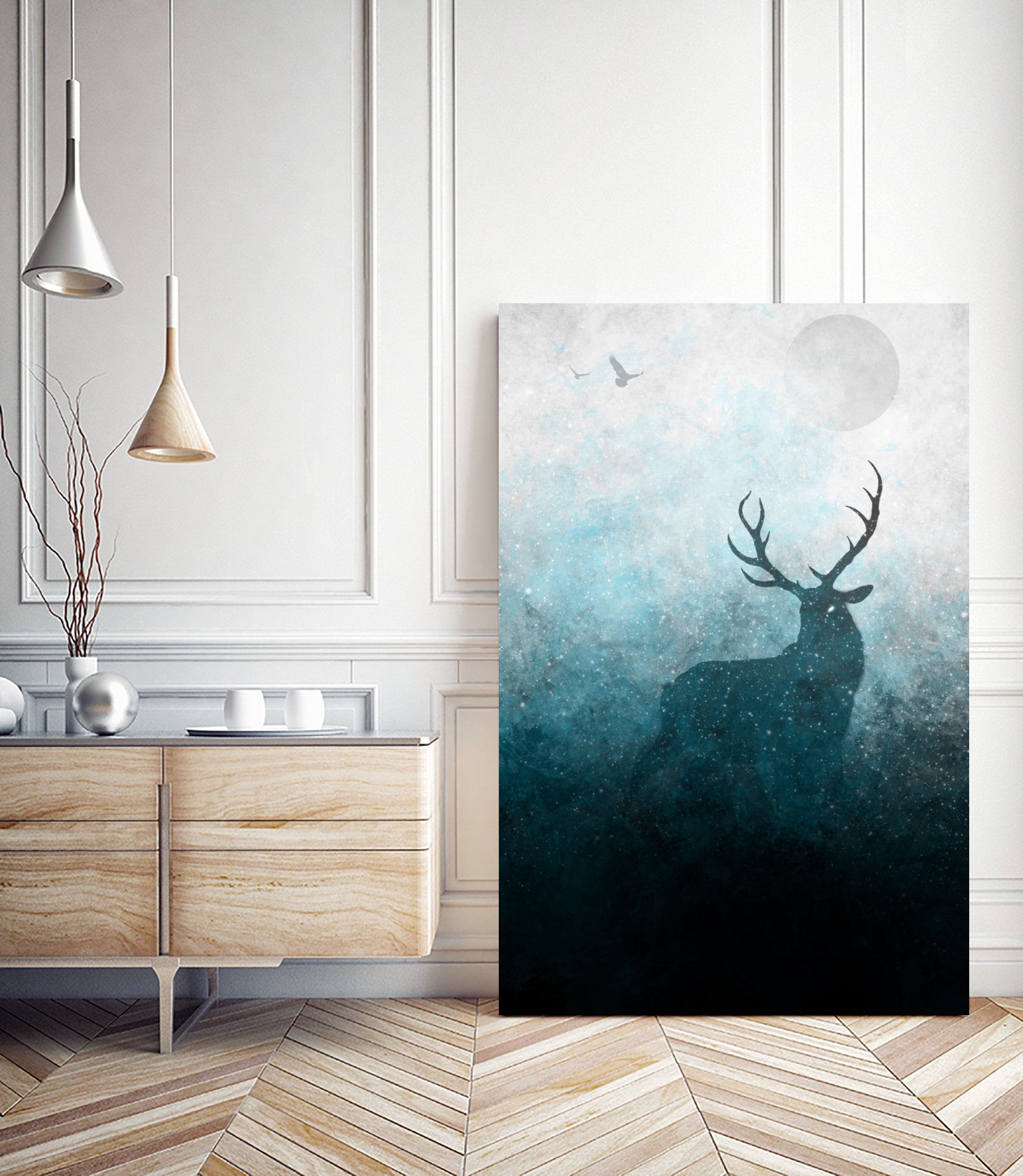 Space Stag Silhouette by Frank Donato on GIANT ART - white digital painting