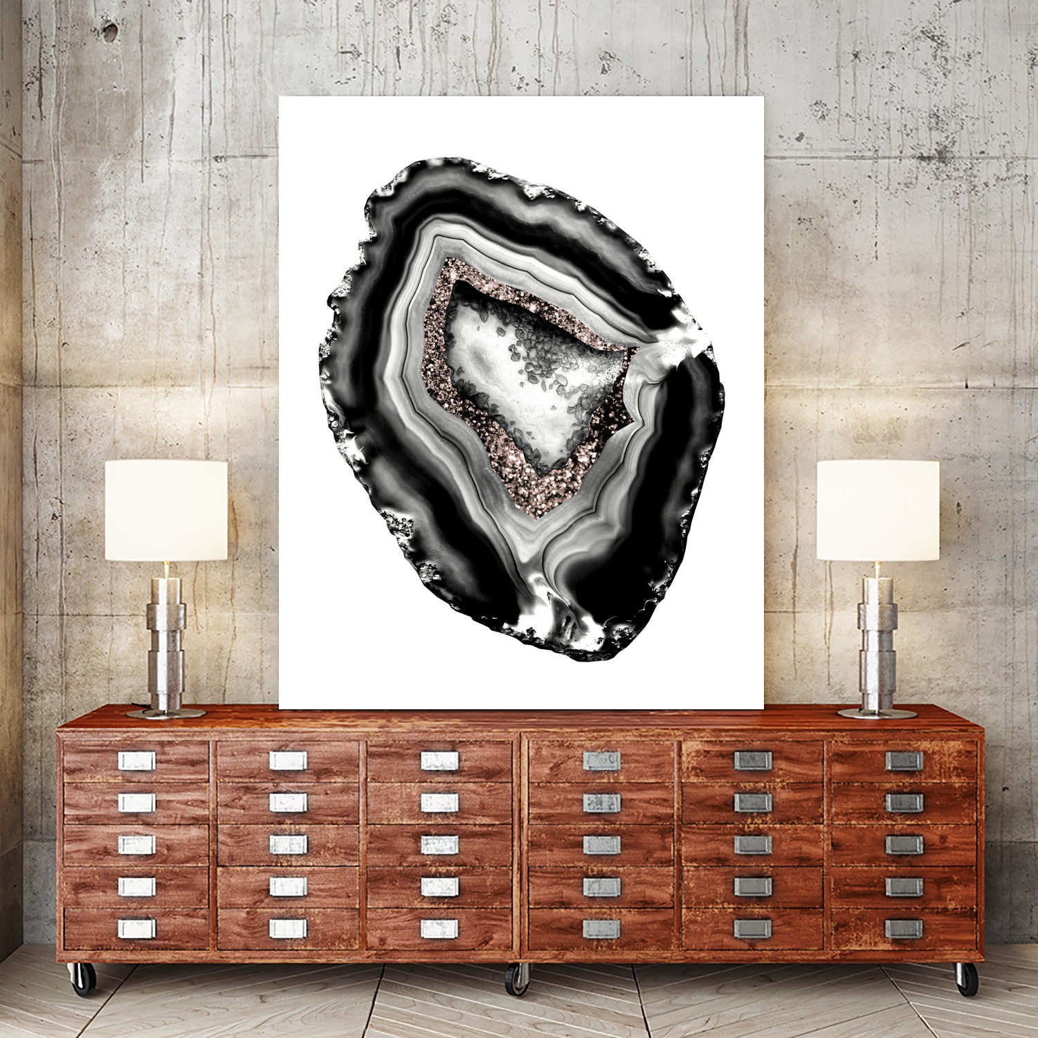Agate Rose Gold Glitter Glam #1 #gem #decor #art by Anita & Bella Jantz on GIANT ART - gray photo illustration