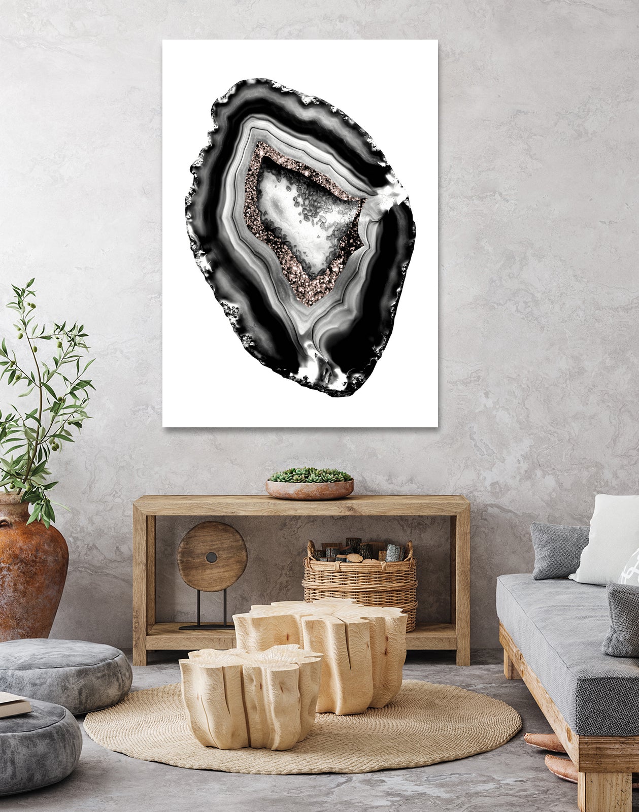 Agate Rose Gold Glitter Glam #1 #gem #decor #art by Anita & Bella Jantz on GIANT ART - gray photo illustration