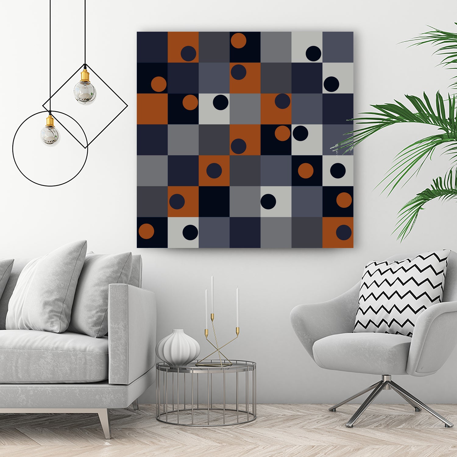 Navy & Rust Squares and Circles by Blerta Karahoda on GIANT ART - blue digital drawing