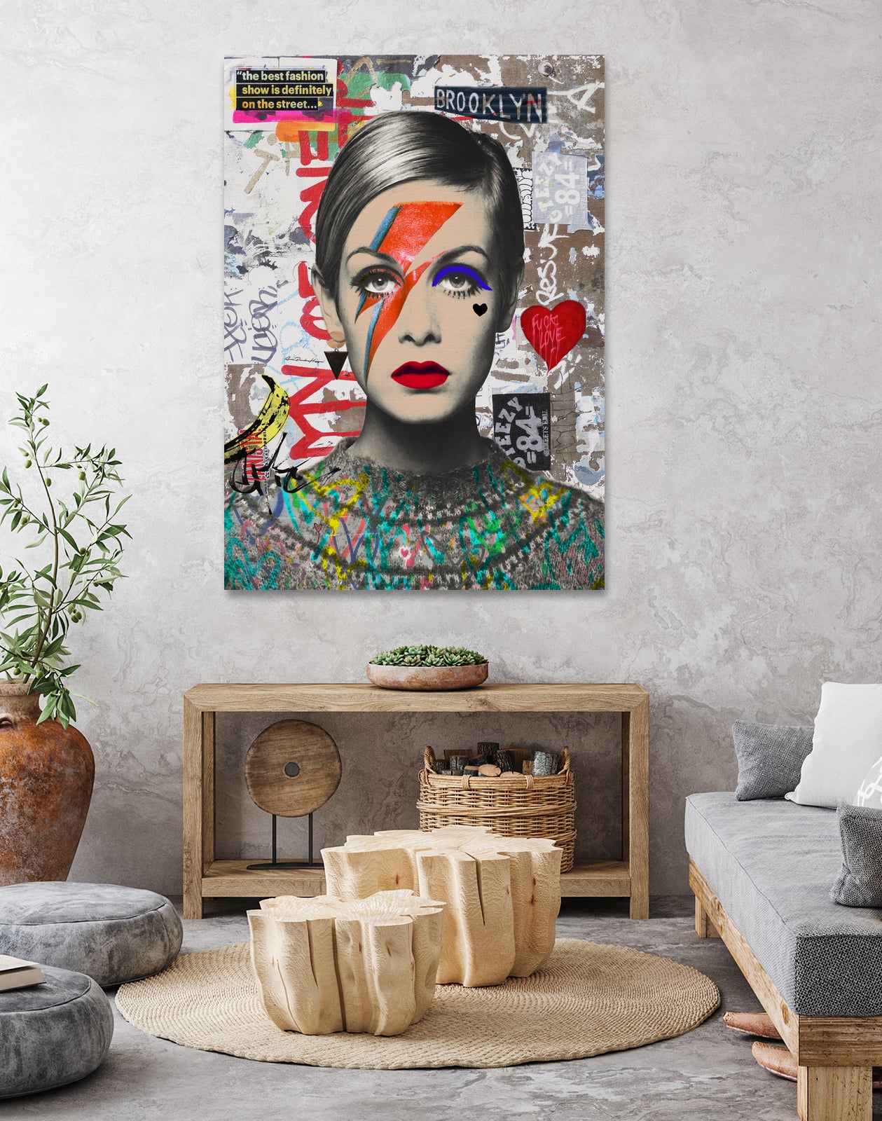 Twiggy street art by Ana Paula Hoppe on GIANT ART - red photo illustration