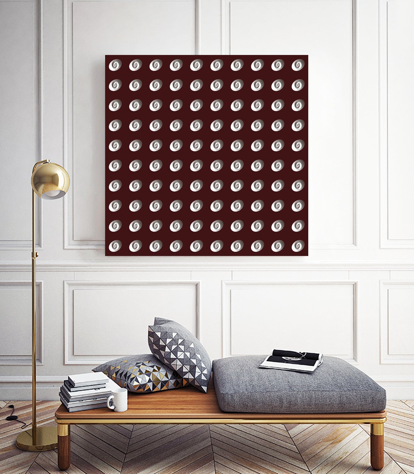 shell shape on dark burgundy bkg by Ramona Masut on GIANT ART - red digital drawing