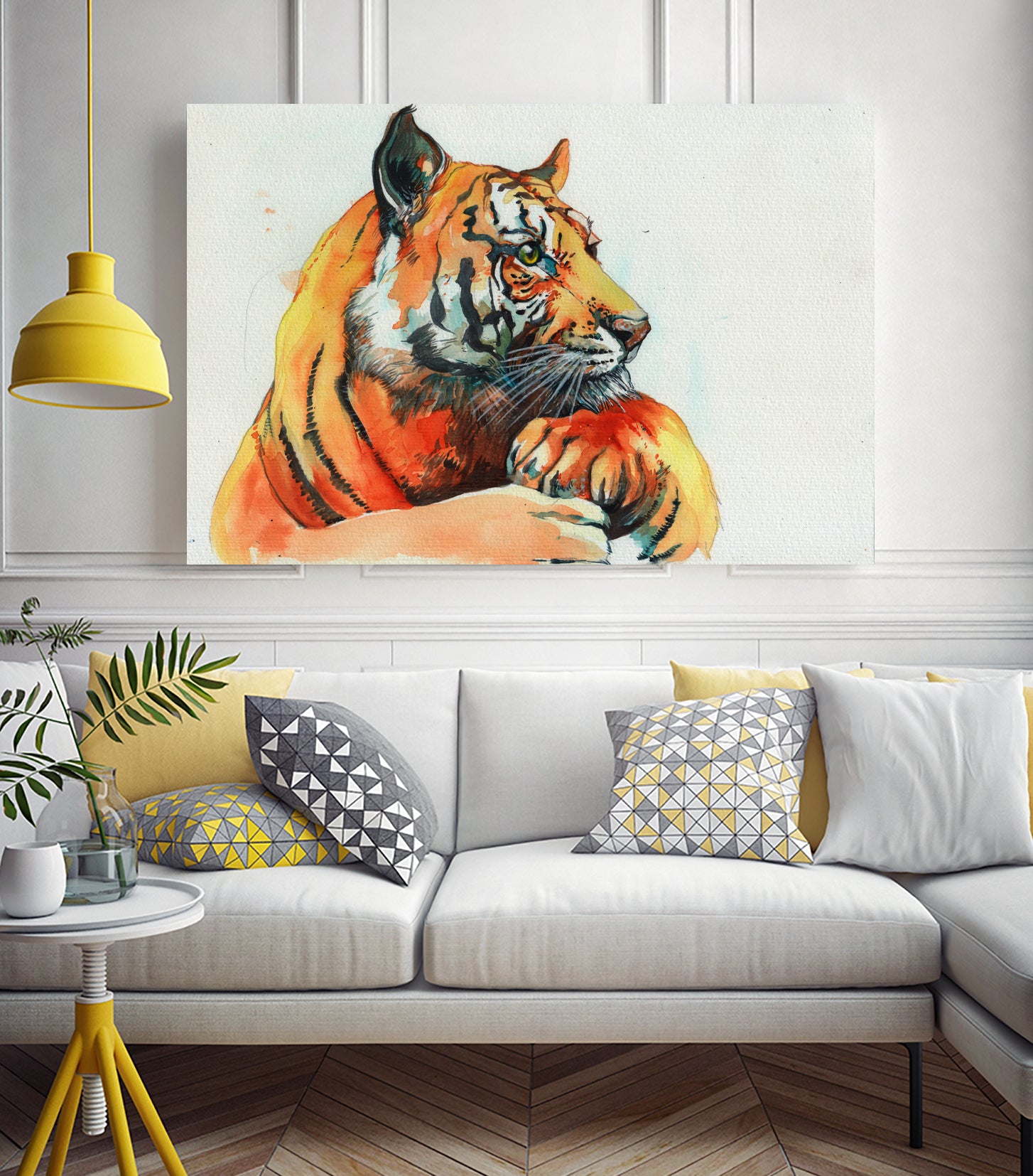TIGER-THE-HUNTER by VICTOR ABARCA on GIANT ART - green mixed media