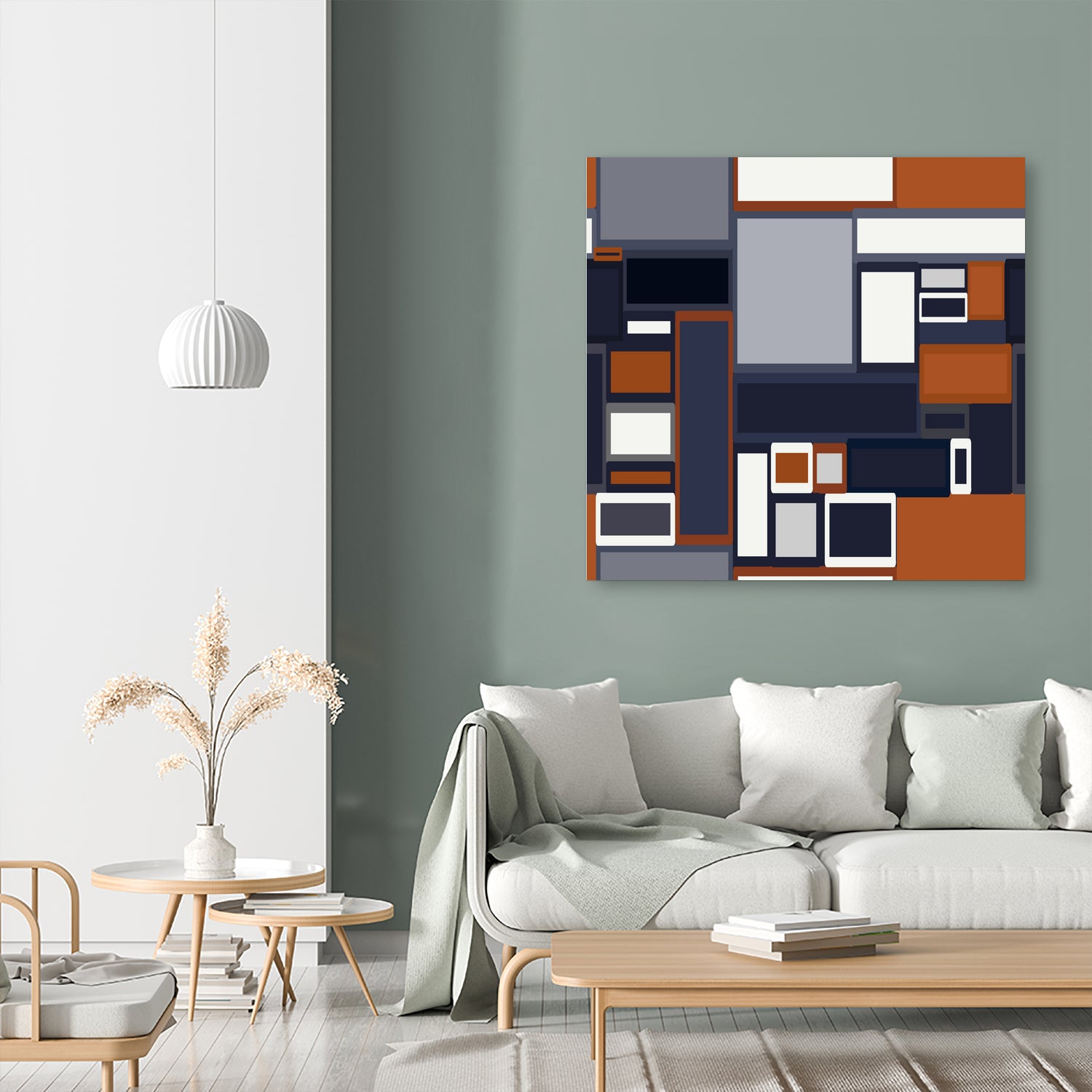Navy & Rust Mid Century by Blerta Karahoda on GIANT ART - blue digital drawing