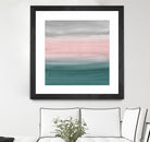 Touching Teal Blush Gray Watercolor Abstract #1 #painting by Anita & Bella Jantz on GIANT ART - green digital painting