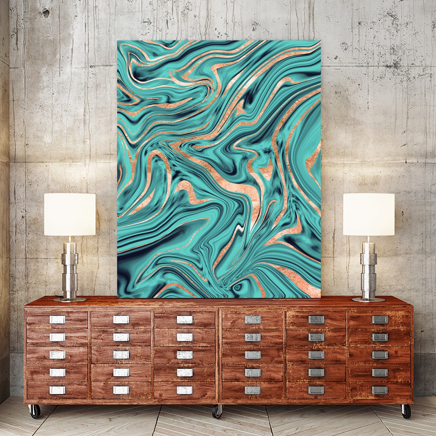 Soft Turquoise Rose Gold Marble #1 #decor #art by Anita & Bella Jantz on GIANT ART - green digital painting