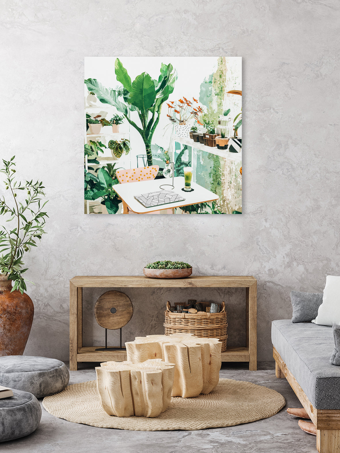 Junglow, Urban Jungle Botanical Home decor, Tropical Plants by Uma Gokhale on GIANT ART - green digital painting