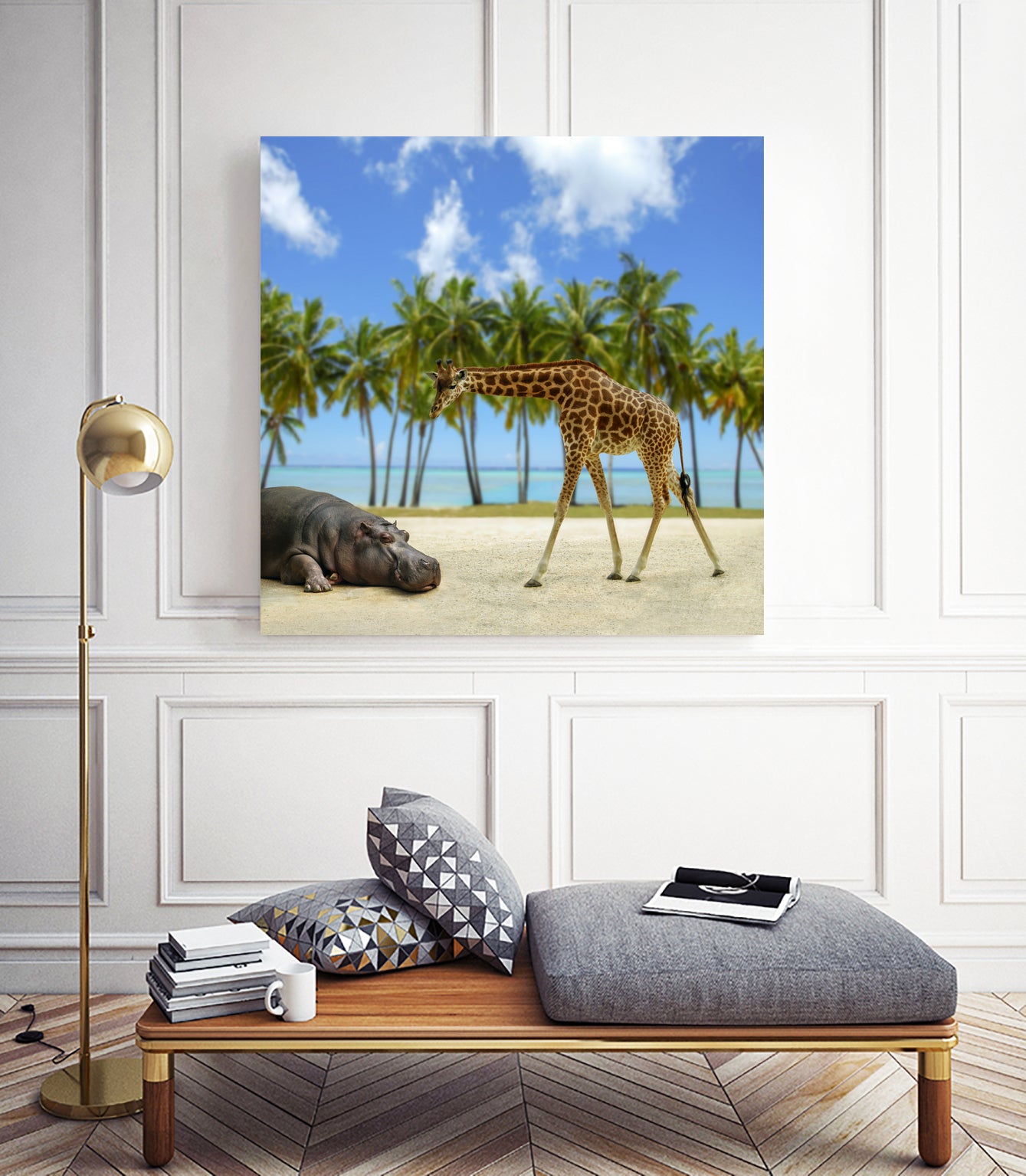 giraffe and hippo by Artem Avetisyan on GIANT ART - brown photo illustration