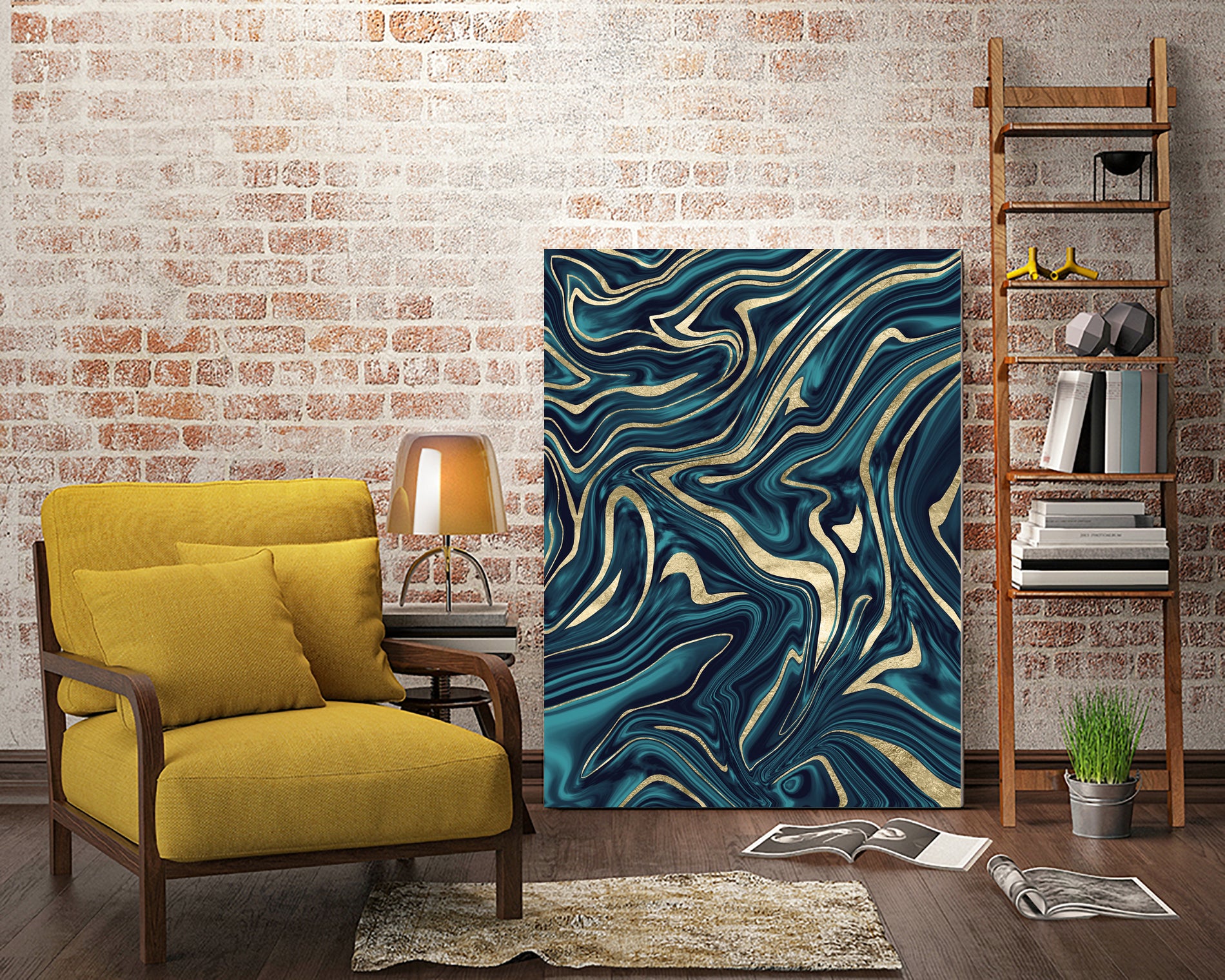 Teal Navy Blue Gold Marble #1 #decor #art by Anita & Bella Jantz on GIANT ART - blue digital painting