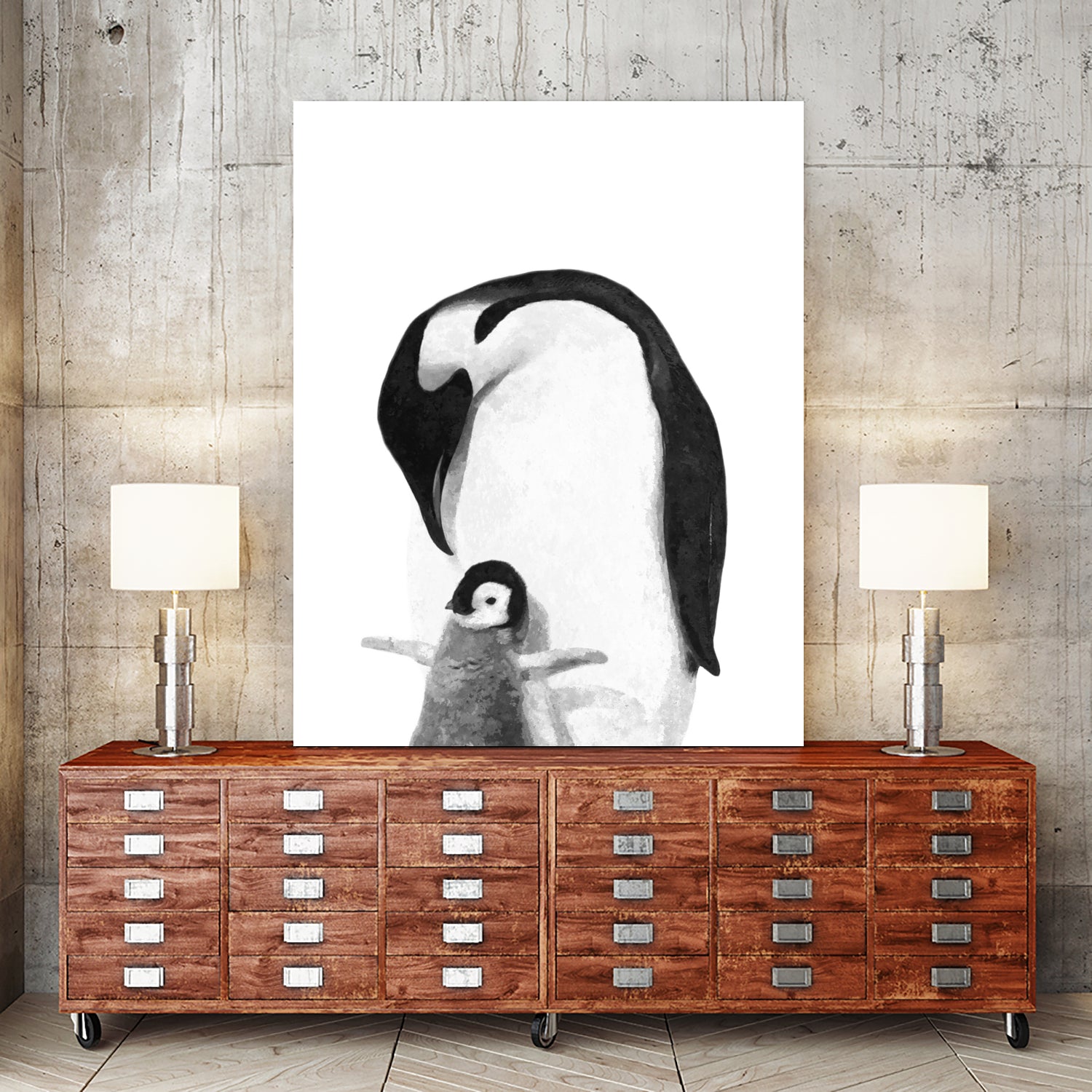 Black and White Penguins by Alessandra Minervini on GIANT ART - black digital painting