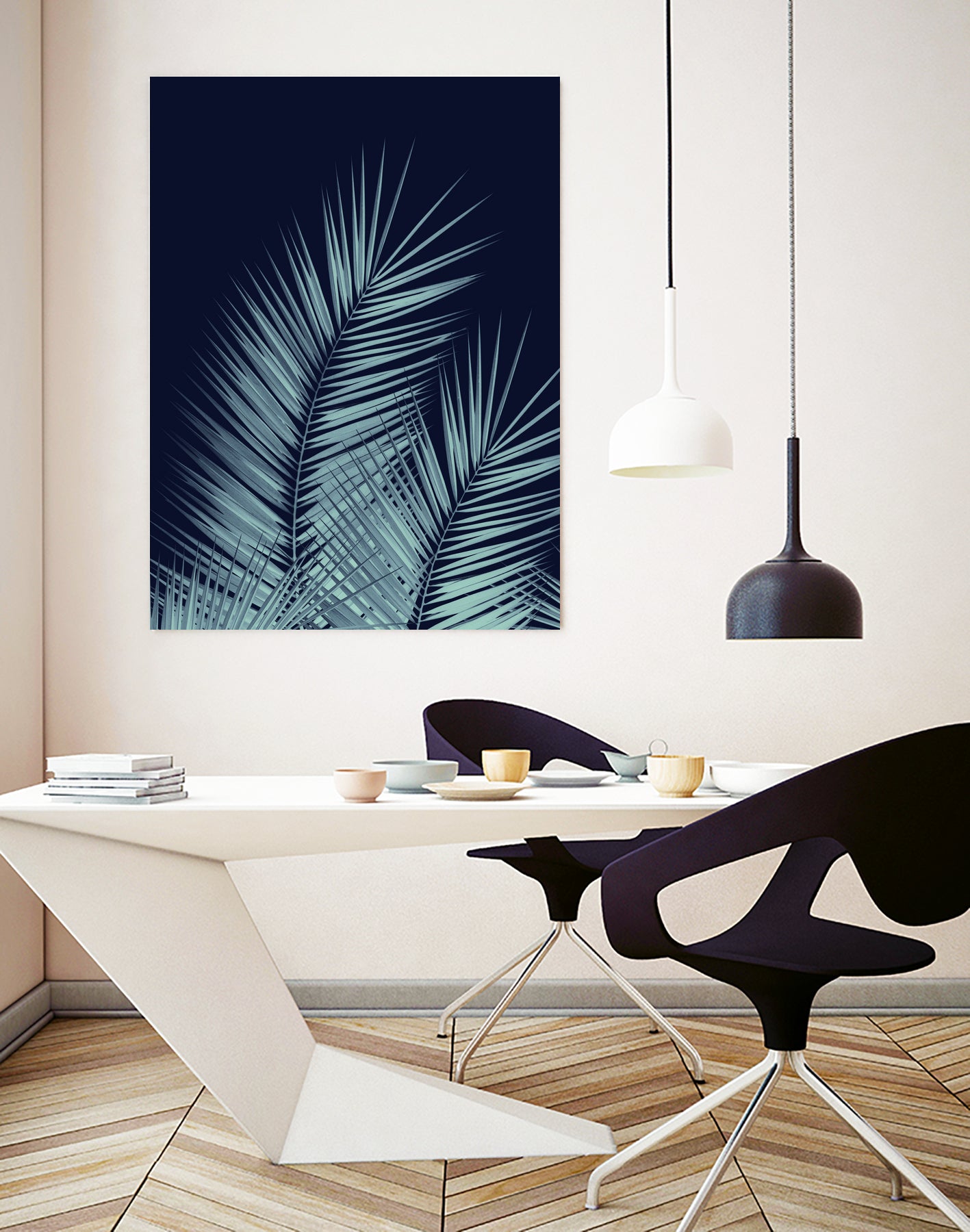 Navy Blue Palm Leaves Dream - Cali Summer Vibes #1 #tropical by Anita & Bella Jantz on GIANT ART - blue photo illustration