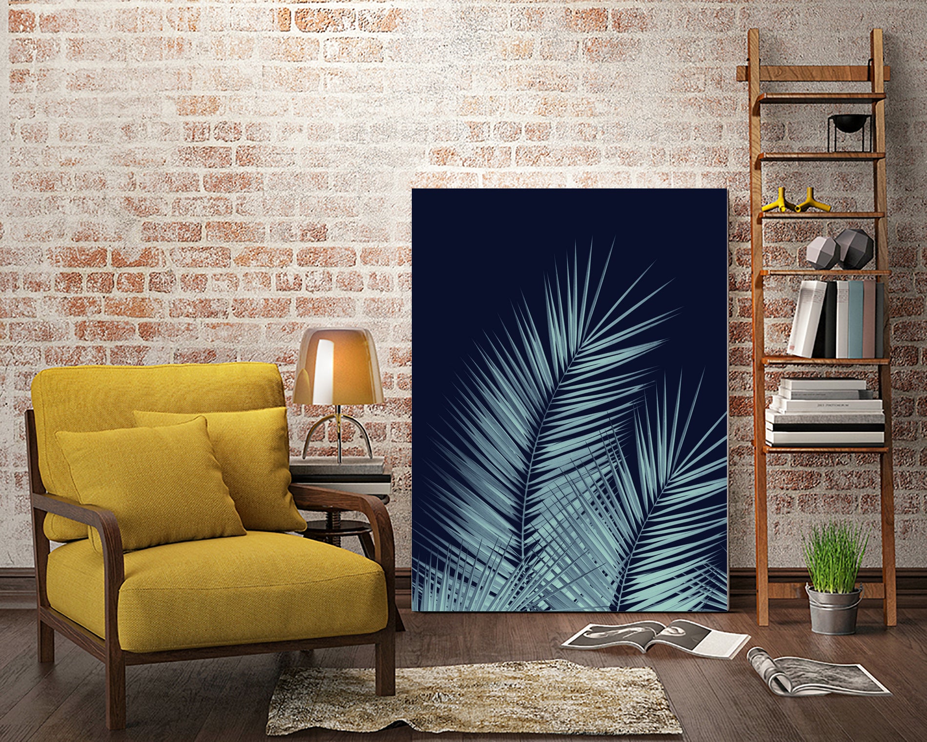 Navy Blue Palm Leaves Dream - Cali Summer Vibes #1 #tropical by Anita & Bella Jantz on GIANT ART - blue photo illustration