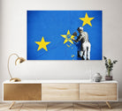 Banksy, Euro stars, edited, cut verion, Banksy poster by ALMA Studio on GIANT ART - blue mixed media