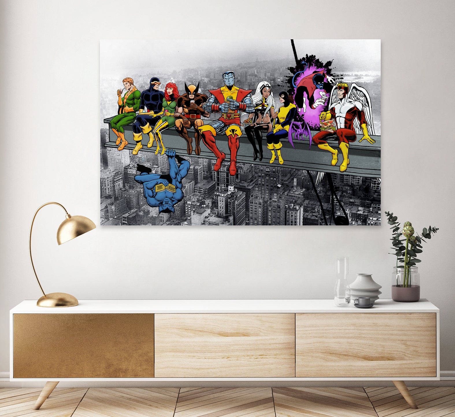 Mutant Lunch Atop A Skyscraper by Dan Avenell on GIANT ART - gray digital painting