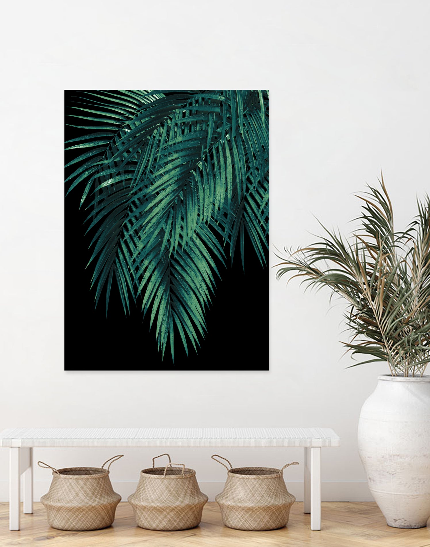 Palm Leaves Green Night Vibes #1 #tropical #decor #art by Anita & Bella Jantz on GIANT ART - green photo illustration