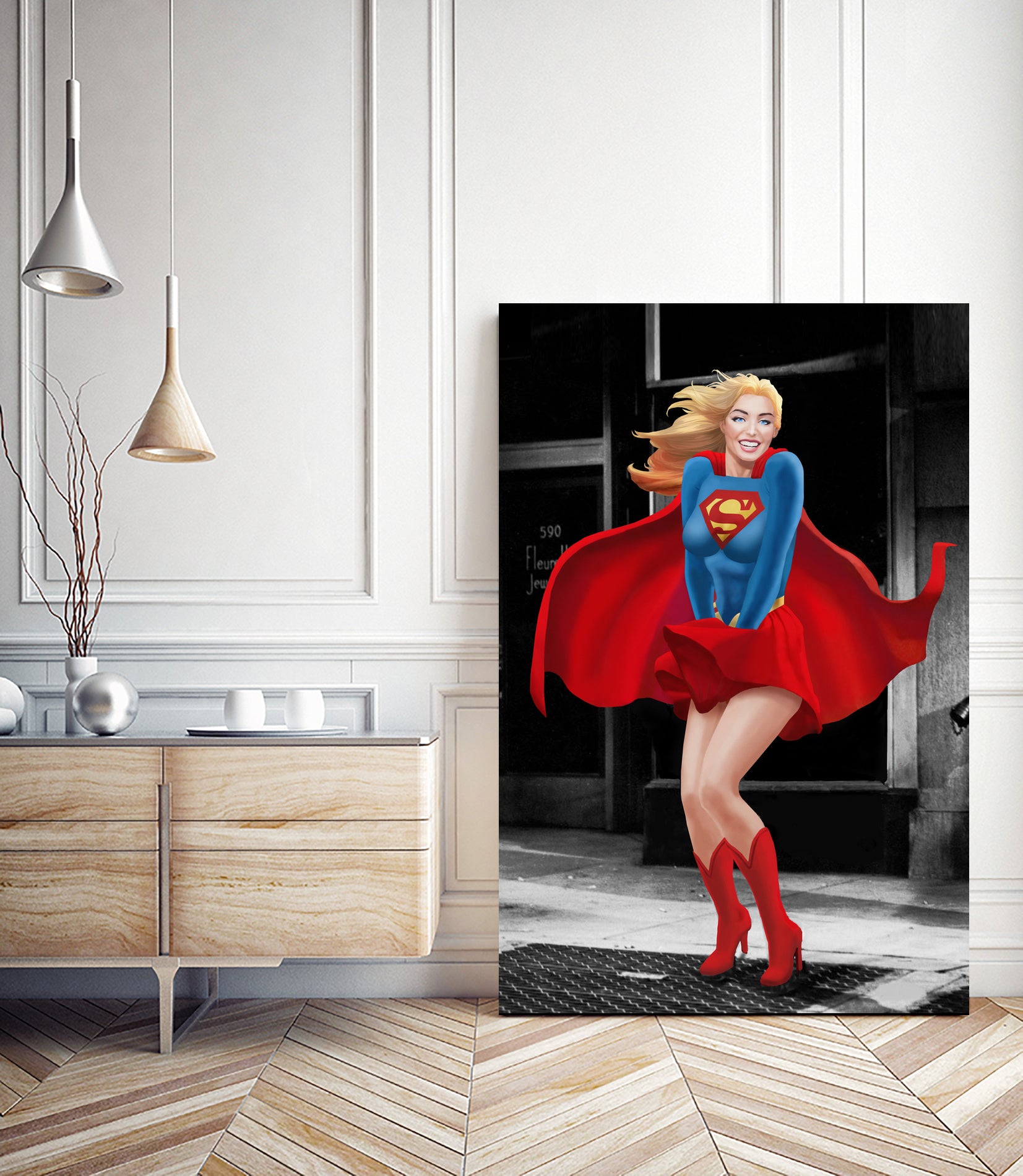 Supergirl a a Marilyn by Dan Avenell on GIANT ART - red digital painting
