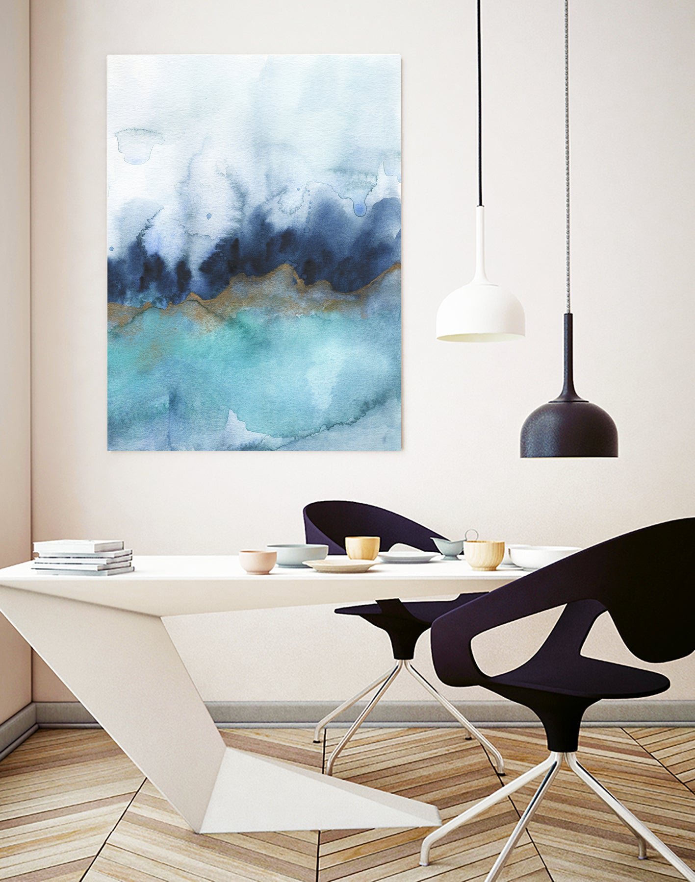 mystic abstract watercolor by Jen Merli on GIANT ART - blue mixed media