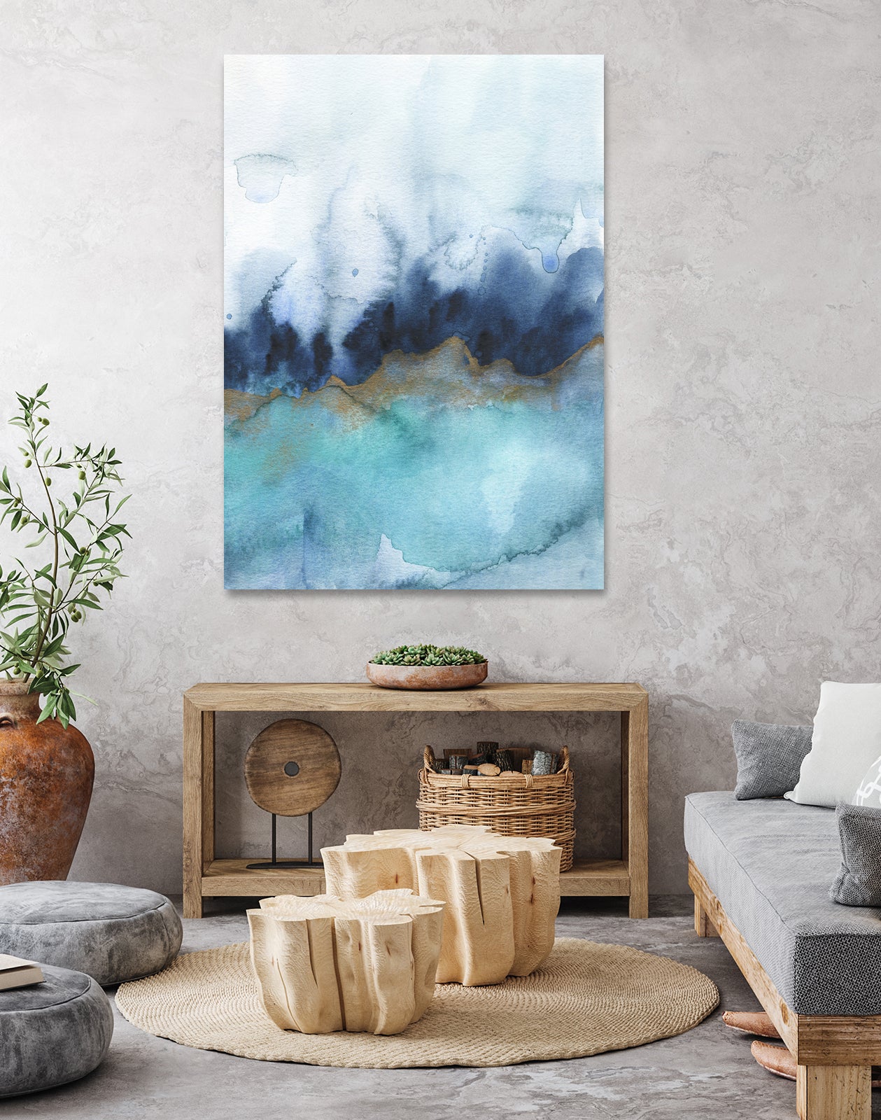 mystic abstract watercolor by Jen Merli on GIANT ART - blue mixed media