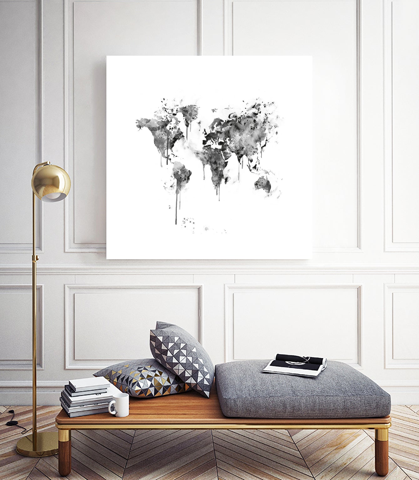 World Map by Monn Print on GIANT ART - white digital painting