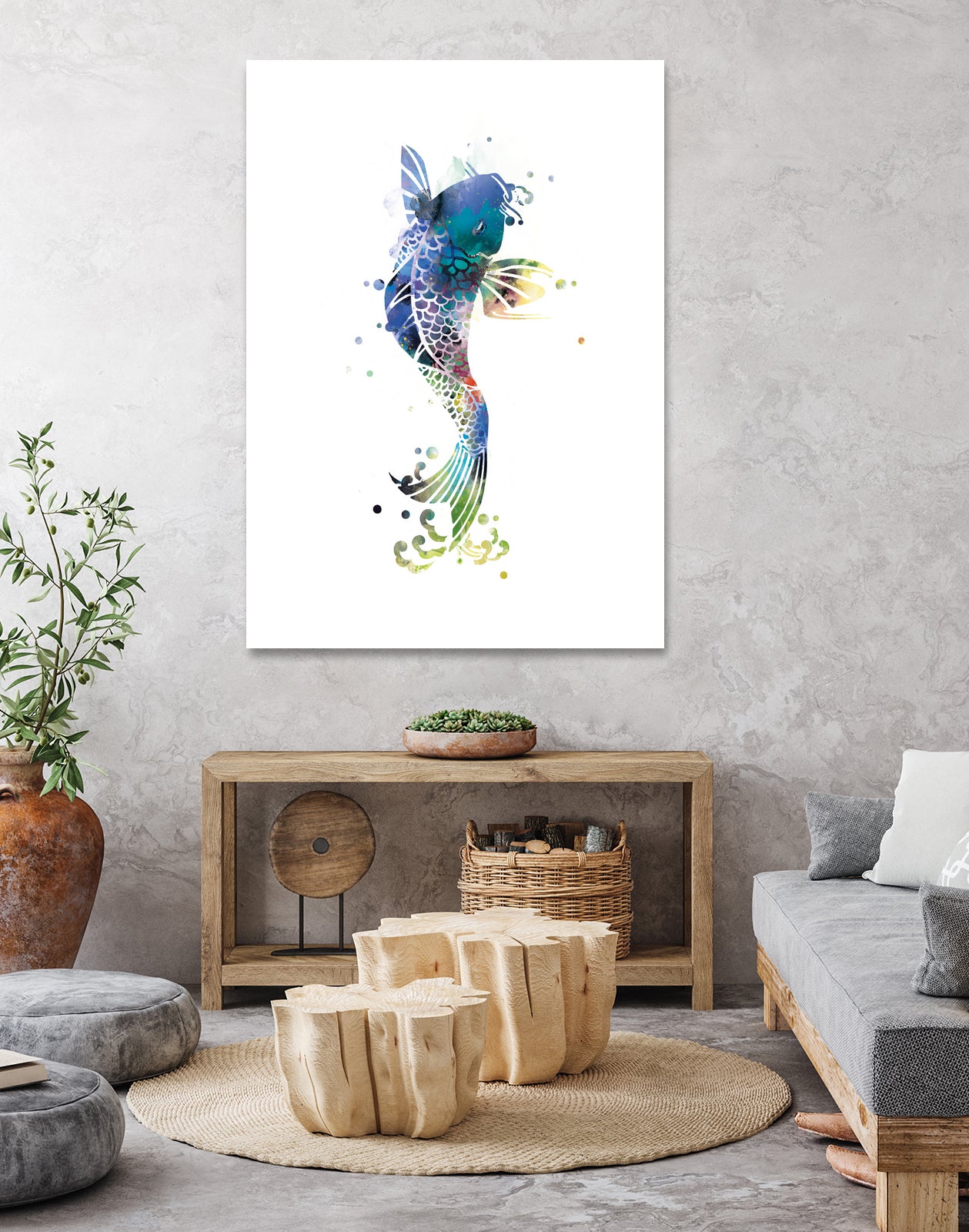 Koi Fish by Monn Print on GIANT ART - white digital painting