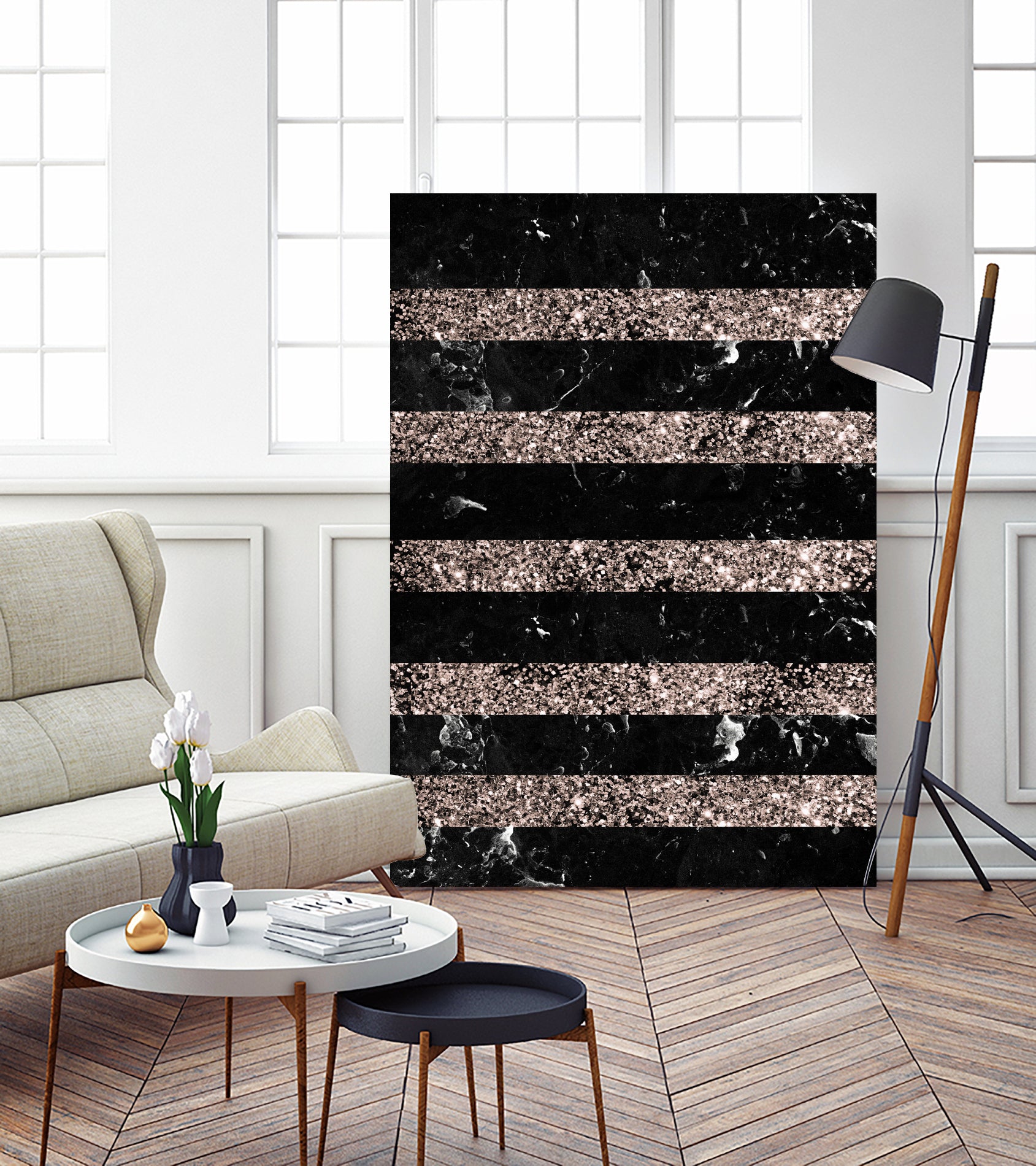 Black Marble Rose Gold Glitter Stripe Glam #1 #minimal by Anita & Bella Jantz on GIANT ART - black vector illustration