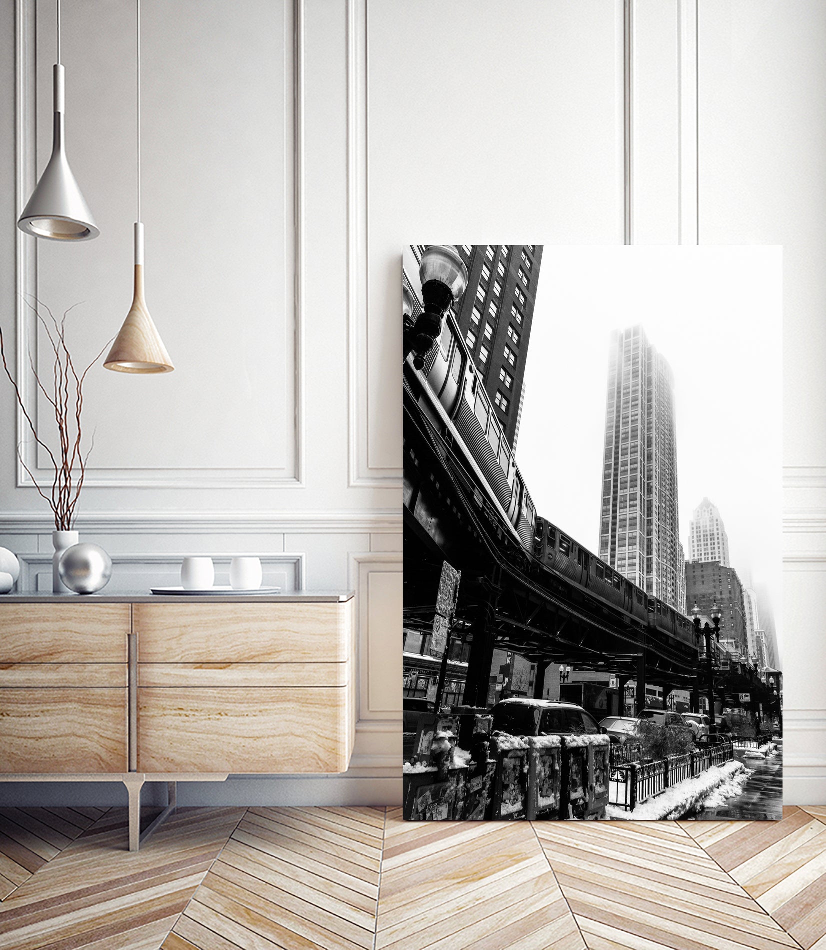 Chicago Train by Morten Holbein on GIANT ART - black photo illustration