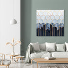 Soft Blue Hexagons by Elisabeth Fredriksson on GIANT ART - blue digital drawing