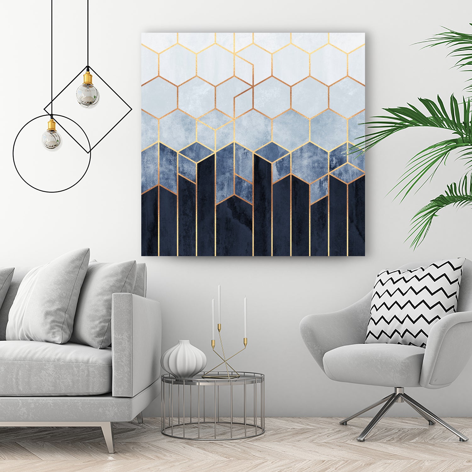 Soft Blue Hexagons by Elisabeth Fredriksson on GIANT ART - blue digital drawing