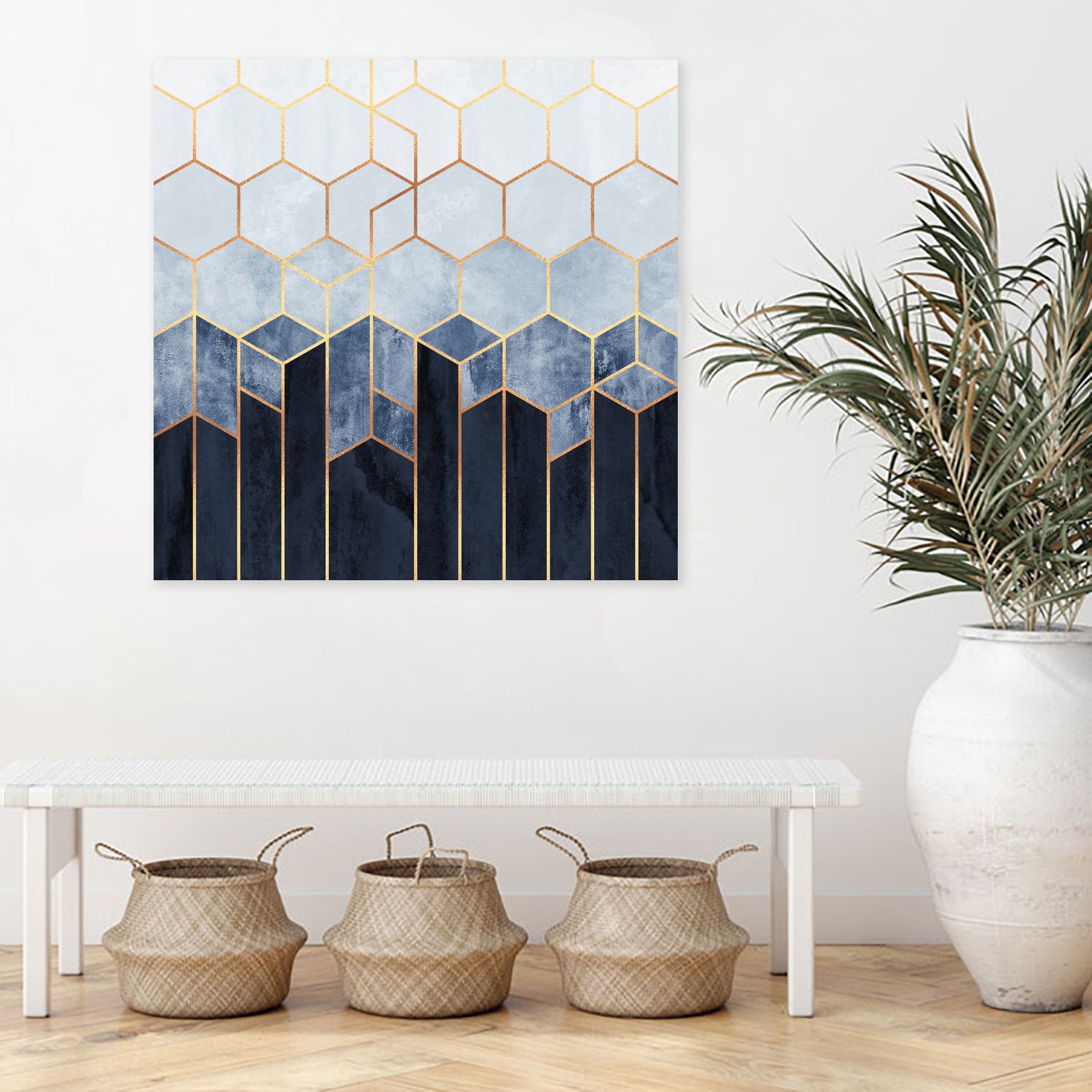 Soft Blue Hexagons by Elisabeth Fredriksson on GIANT ART - blue digital drawing