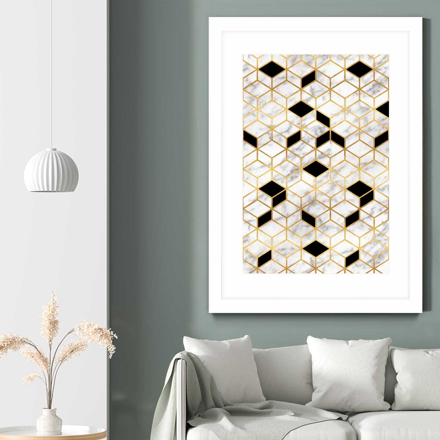 Midcentury Modern Marble Cubes by Christina Shek on GIANT ART - gray digital drawing
