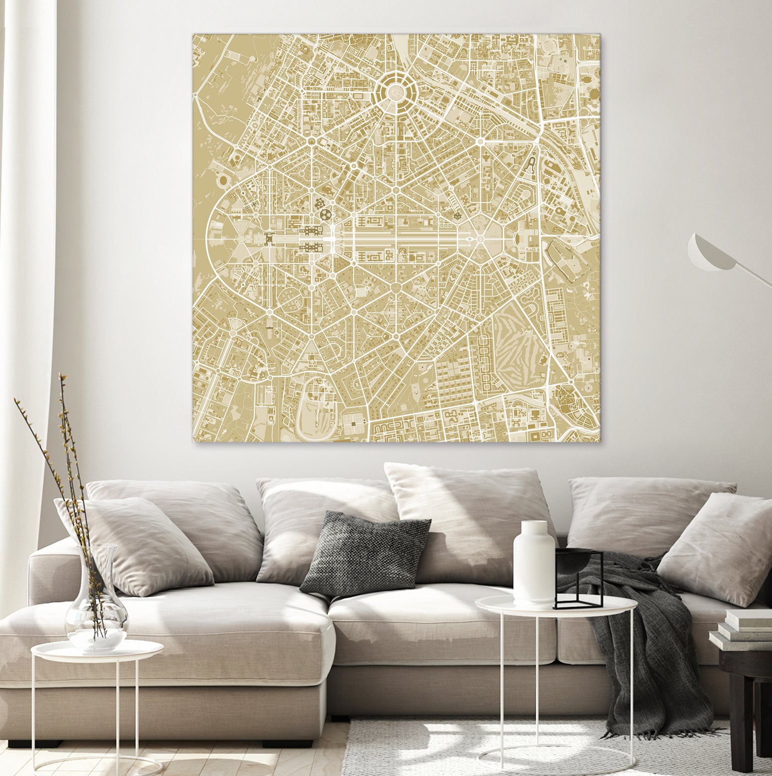 New Delhi map gold by Javier Ruiz on GIANT ART - yellow digital drawing
