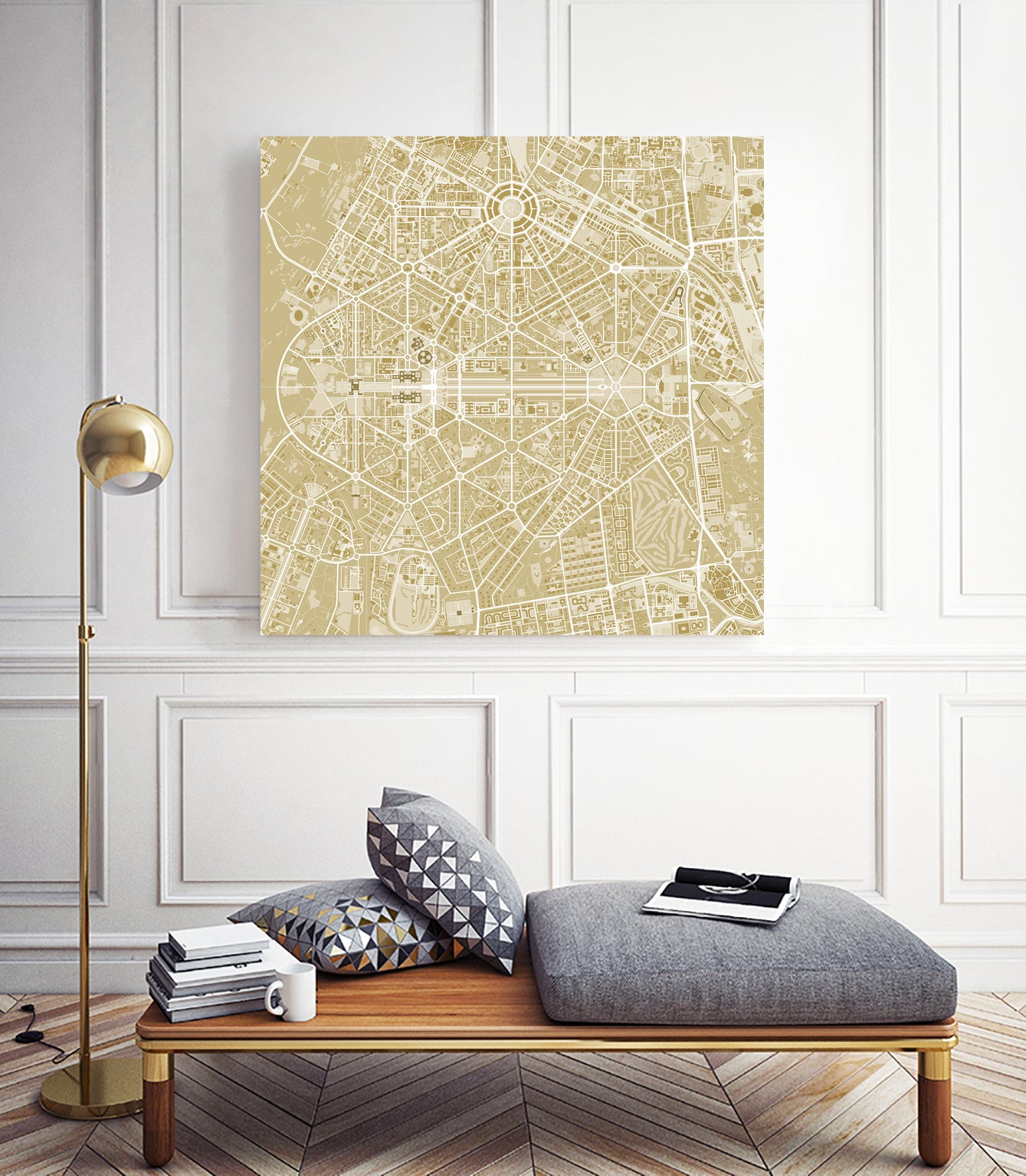 New Delhi map gold by Javier Ruiz on GIANT ART - yellow digital drawing