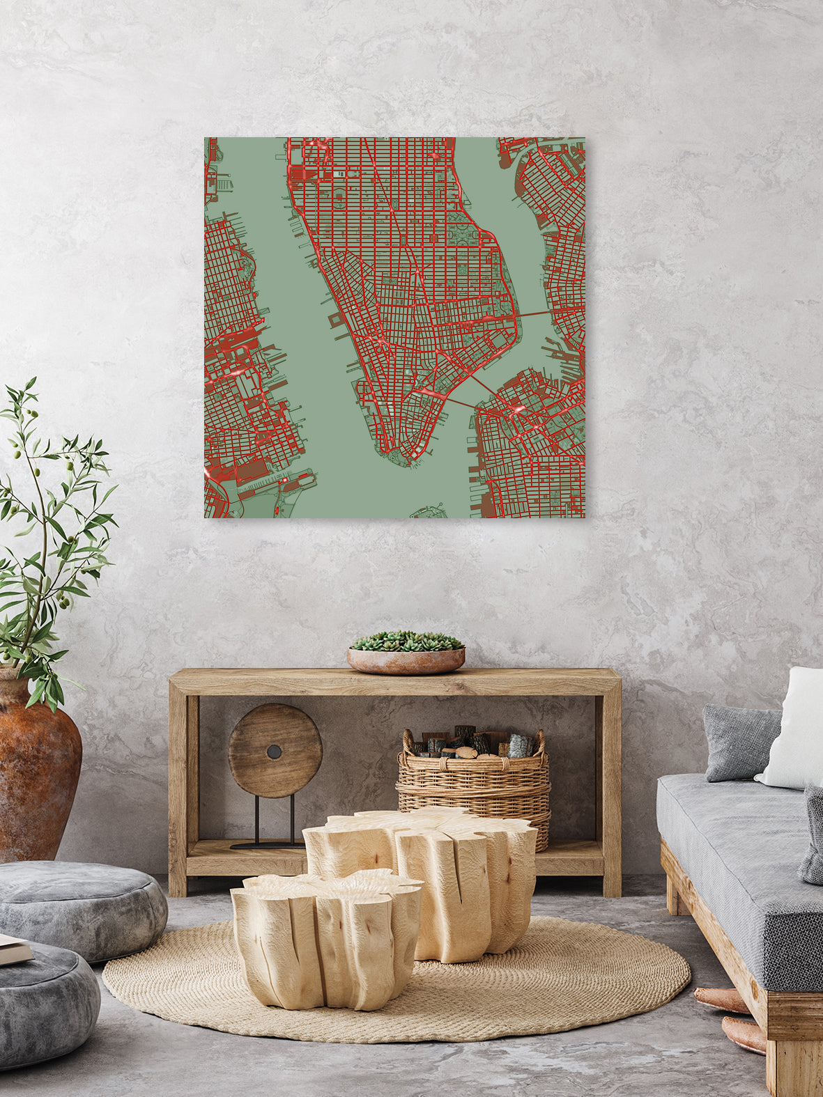 New York city map pop by Javier Ruiz on GIANT ART - green digital drawing